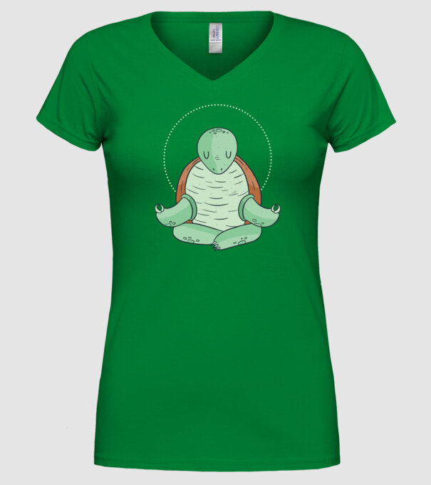Broască țestoasă Yoga model verde pe tricou