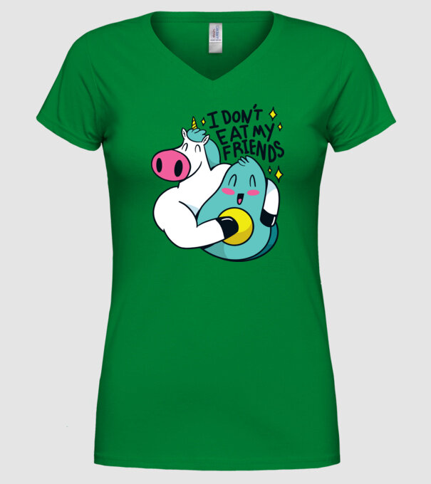 Unicorn Avocado Prietenie model verde pe tricou