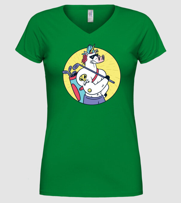 Unicorn Golf model verde pe tricou