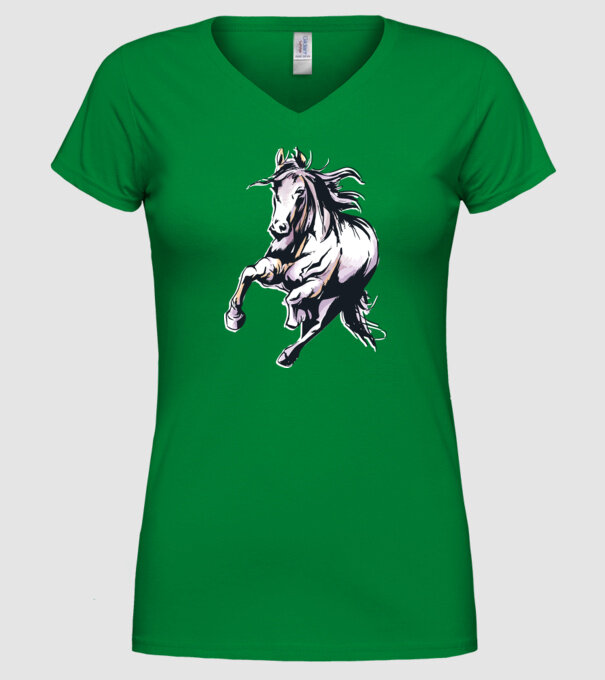 Cal alergând Tricou pentru călăreți model verde pe tricou