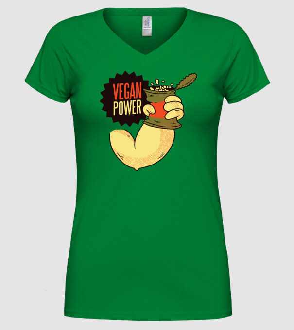 Putere vegan model verde pe tricou