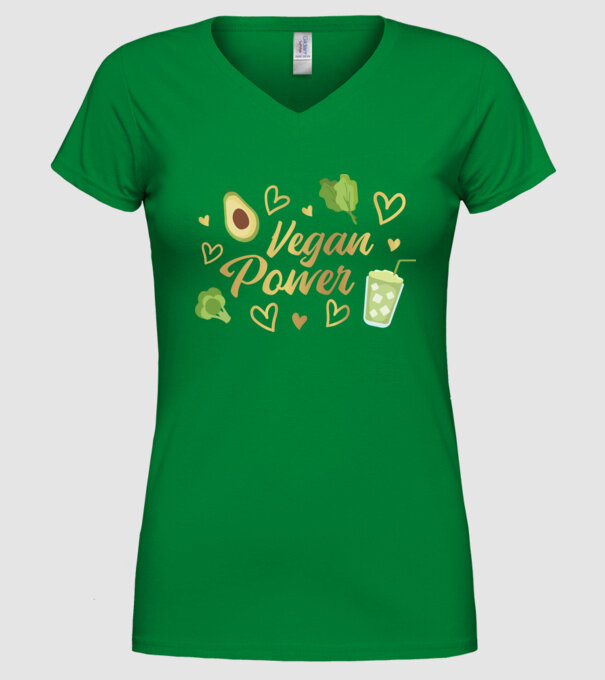 Vegan Power tricou vegan model verde pe tricou