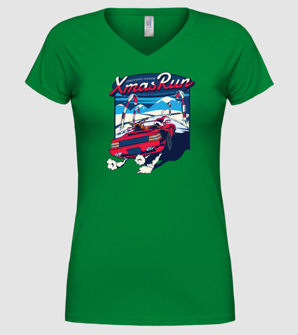 Xmas Outrun Retro Jucărie Crăciun model verde pe tricou