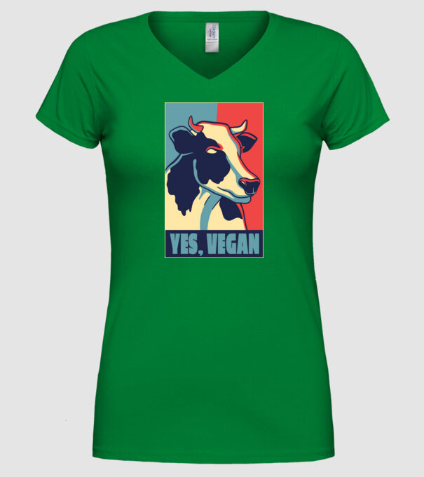 Yes, Vegan model verde pe tricou