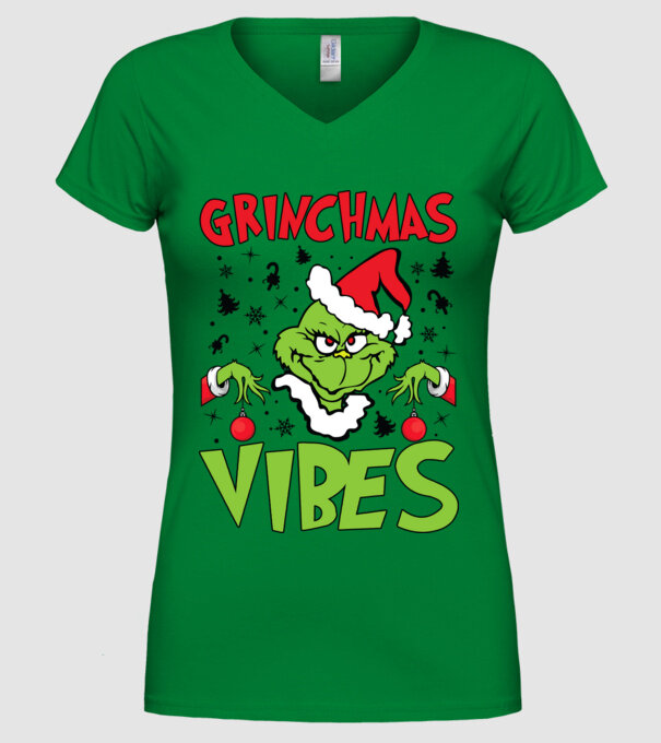 Grinchmas Vibes - Grinch model verde pe tricou