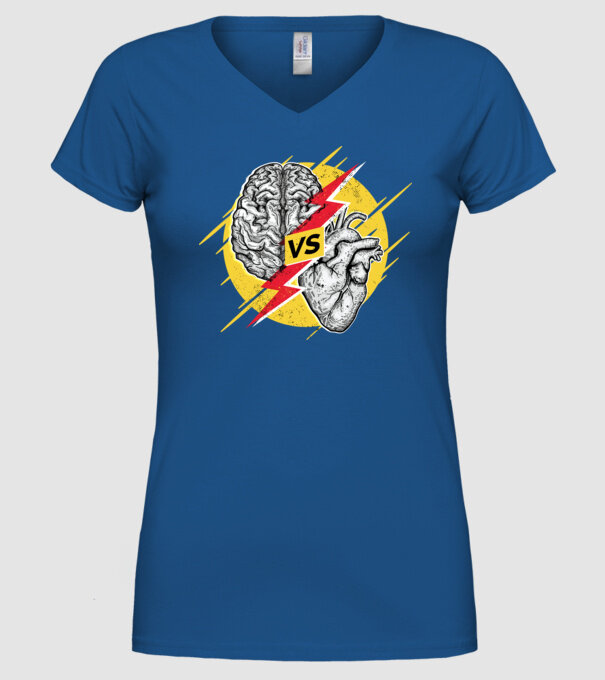 Creier vs. Inimă - Rațiune contra inimă model albastru regal pe tricou