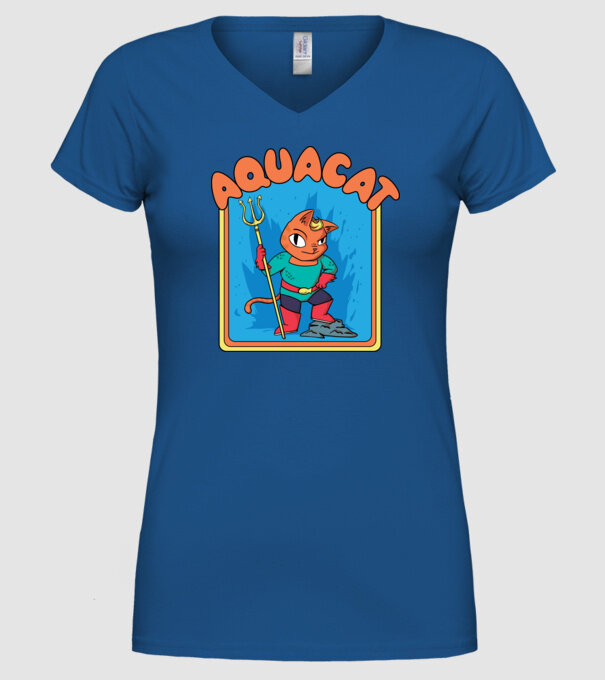 Aquacat model albastru regal pe tricou