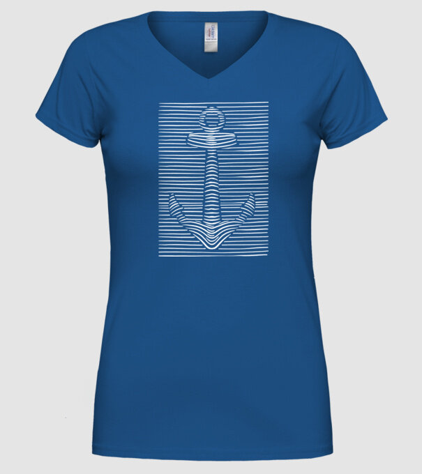 Linii Ancoră model albastru regal pe tricou