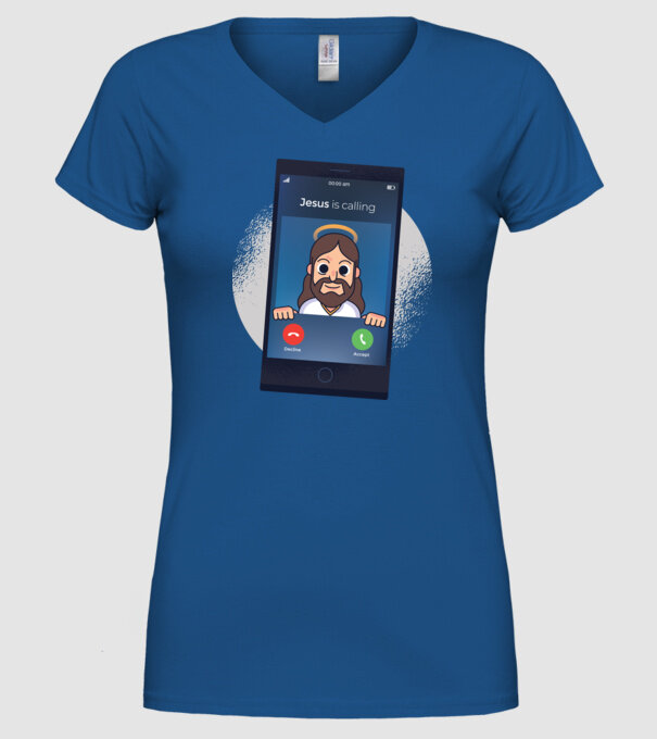 Isus te sună tricou amuzant model albastru regal pe tricou