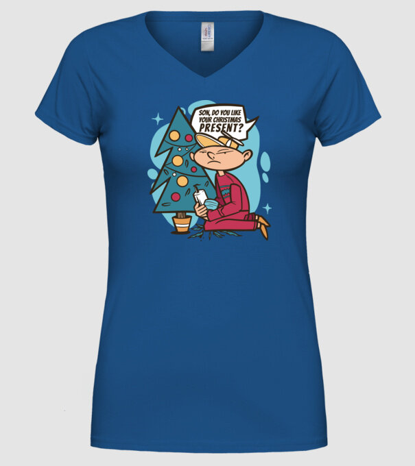 Cadouri de Crăciun model albastru regal pe tricou