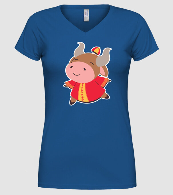 Anul chinezesc - Anul Bivolului model albastru regal pe tricou