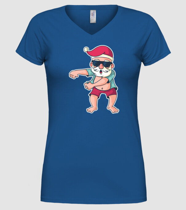 Moș Crăciun dans Floss DAB model albastru regal pe tricou