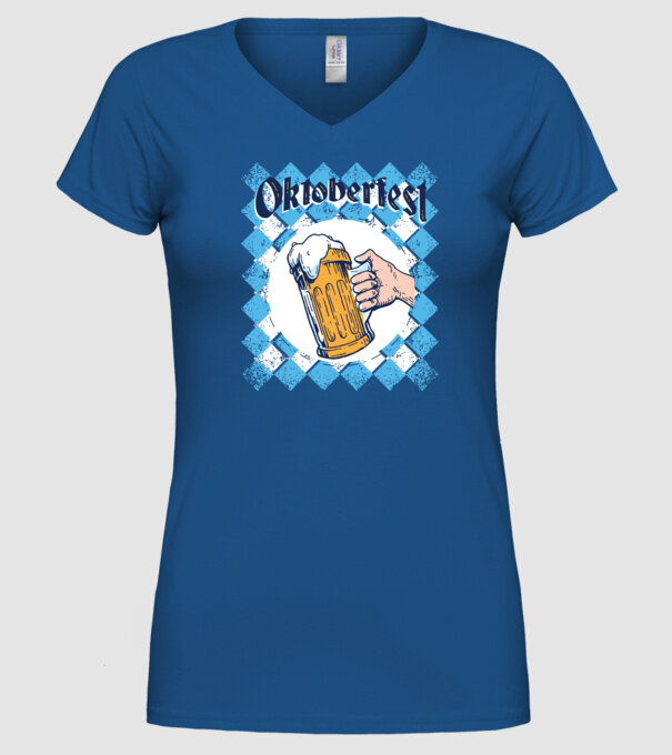 Tricou cu bere Oktoberfest model albastru regal pe tricou