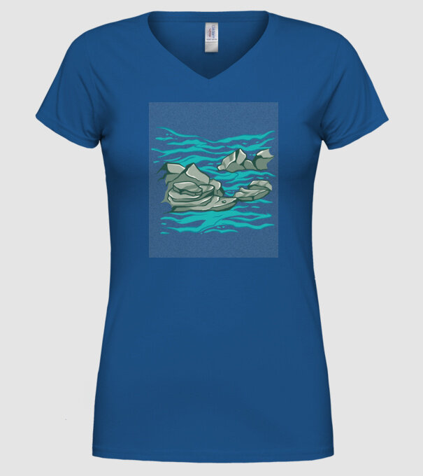Oceanul cu Stânci model albastru regal pe tricou
