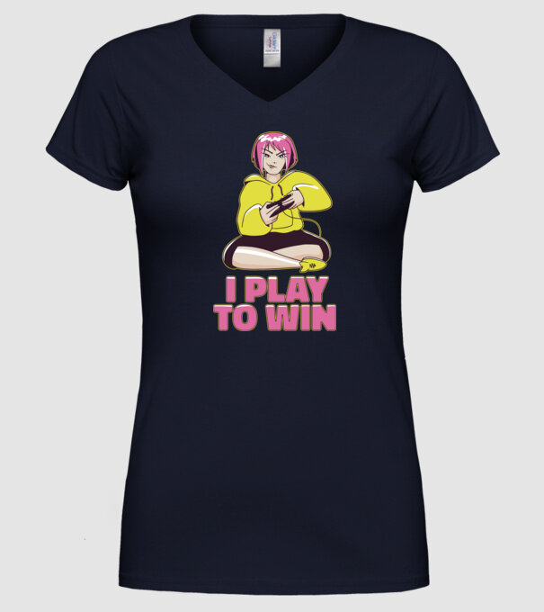Anime fată Gamer model albastru închis pe tricou