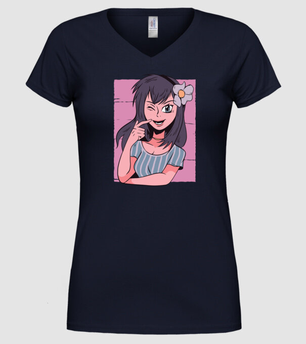 Fată Anime model albastru închis pe tricou