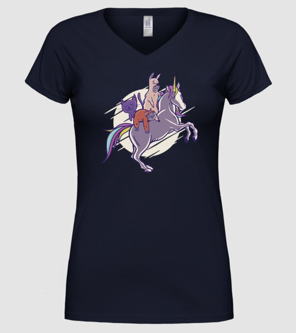 Animale drăguțe pe Unicorn model albastru închis pe tricou