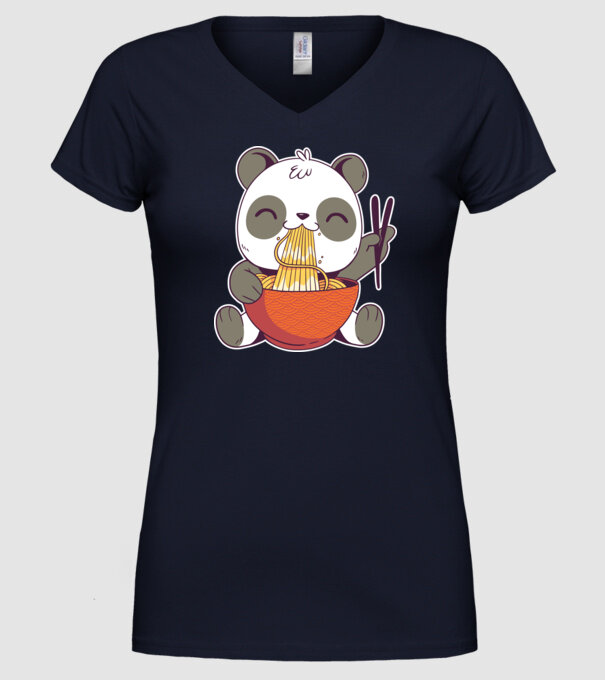 Panda drăguț cu paste model albastru închis pe tricou