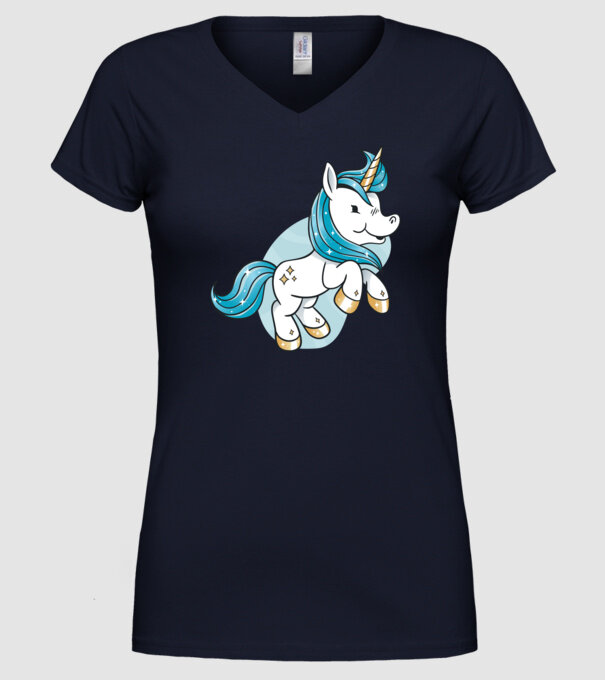 Unicorn drăguț model albastru închis pe tricou