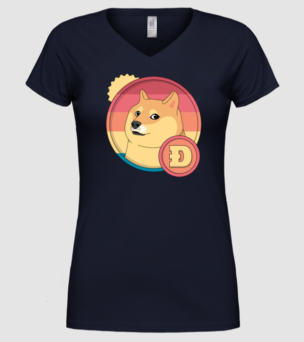 Doge Coin model albastru închis pe tricou