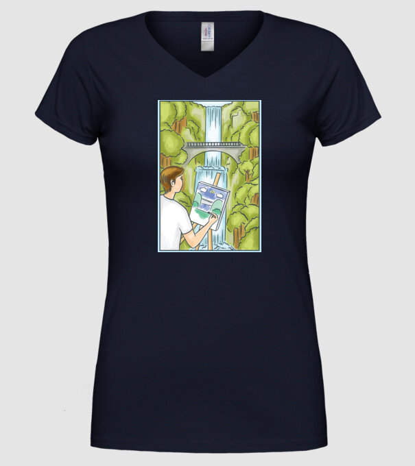 Pictură model albastru închis pe tricou