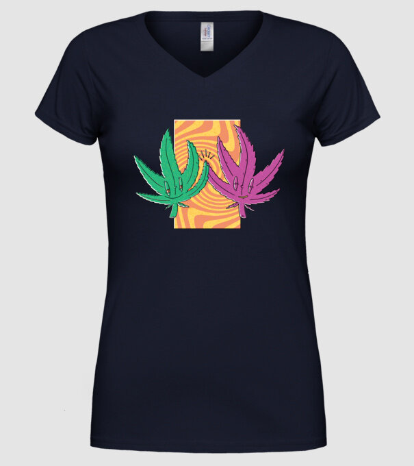Frunze marijuana salut model albastru închis pe tricou