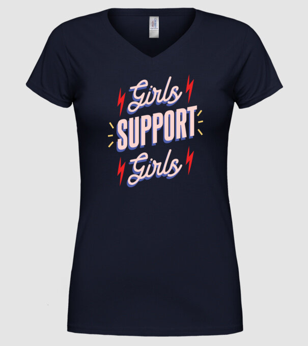 Girls Support Girls Ziua Femeii model albastru închis pe tricou