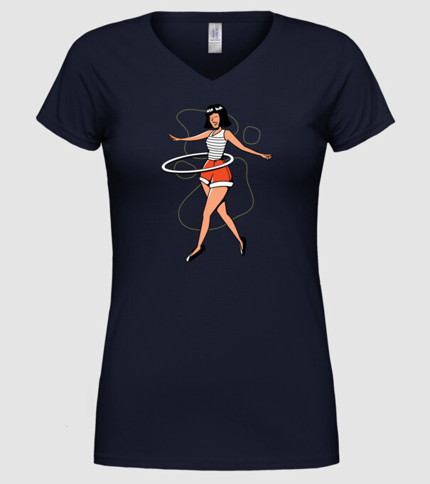 Cerc hula-hoop model albastru închis pe tricou