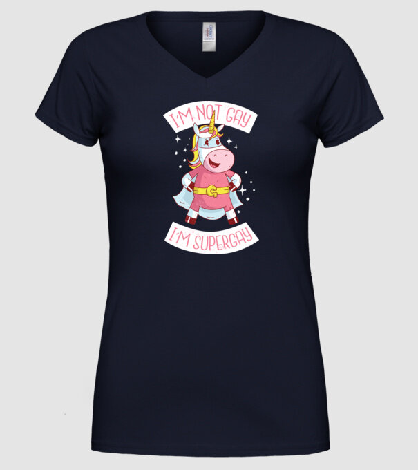 'I''m not gay i''m supergay' model albastru închis pe tricou