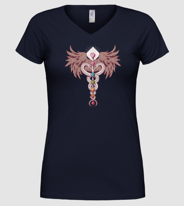 Chakra yoga model albastru închis pe tricou