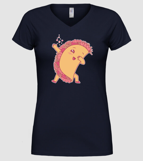 Kawaii Taco DAB model albastru închis pe tricou