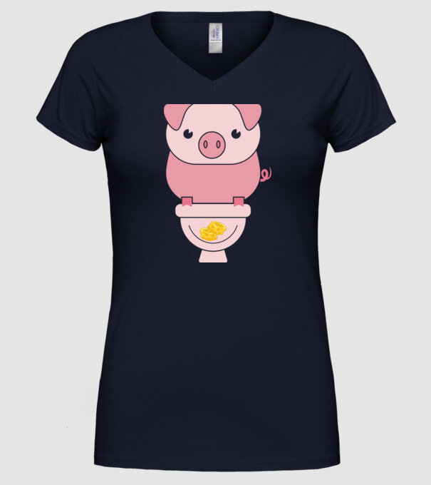 Little Pig model albastru închis pe tricou