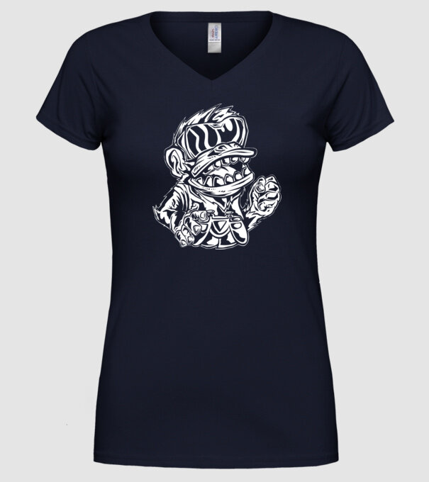 Maimuța Gamer furioasă model albastru închis pe tricou