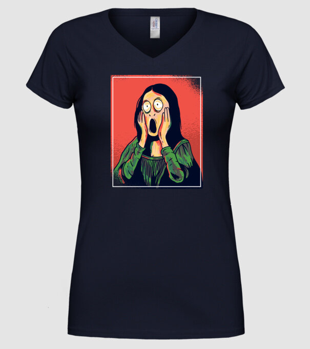 Mona Lisa țipăt model albastru închis pe tricou