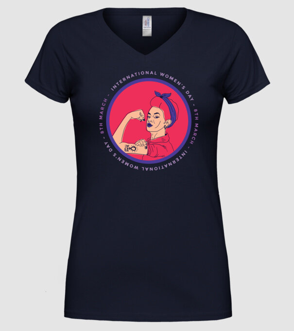 Ziua Internațională a Femeii 8 martie model albastru închis pe tricou
