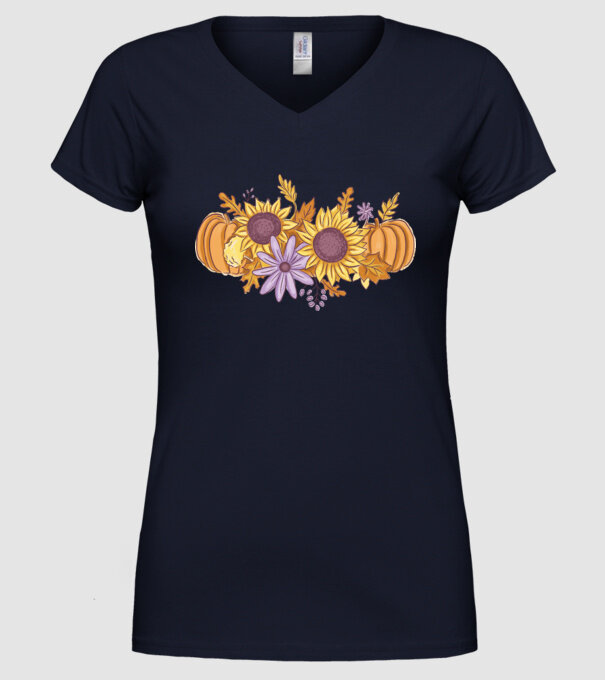 Scena de toamnă Halloween model albastru închis pe tricou