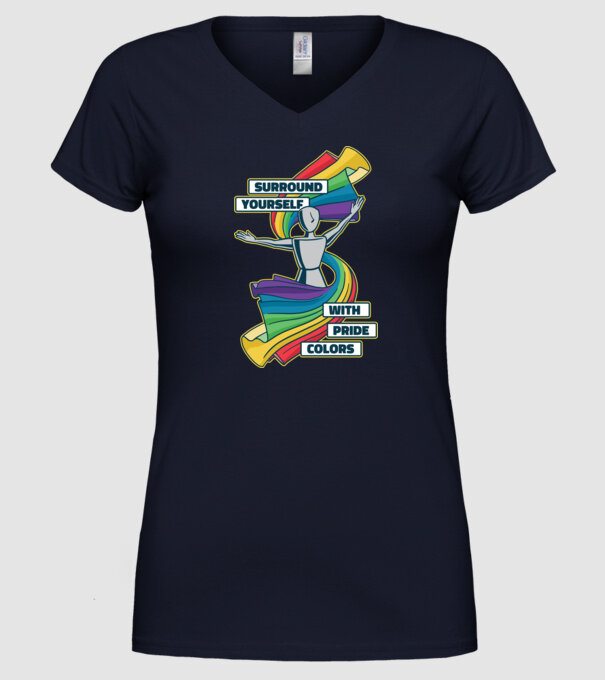 Pride cu curcubeu model albastru închis pe tricou