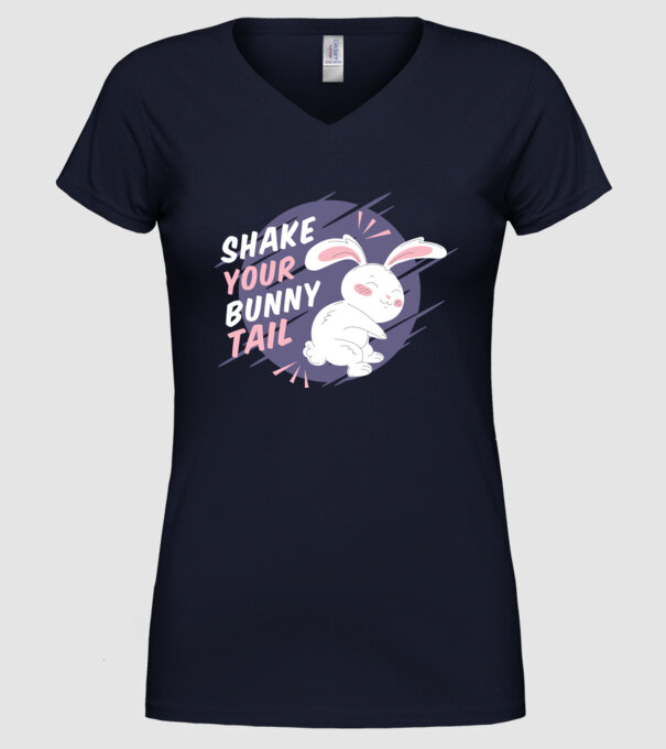 Shake your bunny tail model albastru închis pe tricou