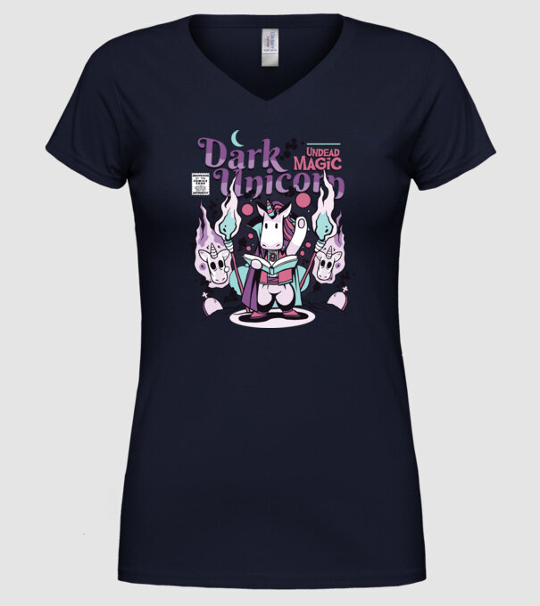 Magie neagră Unicorn model albastru închis pe tricou