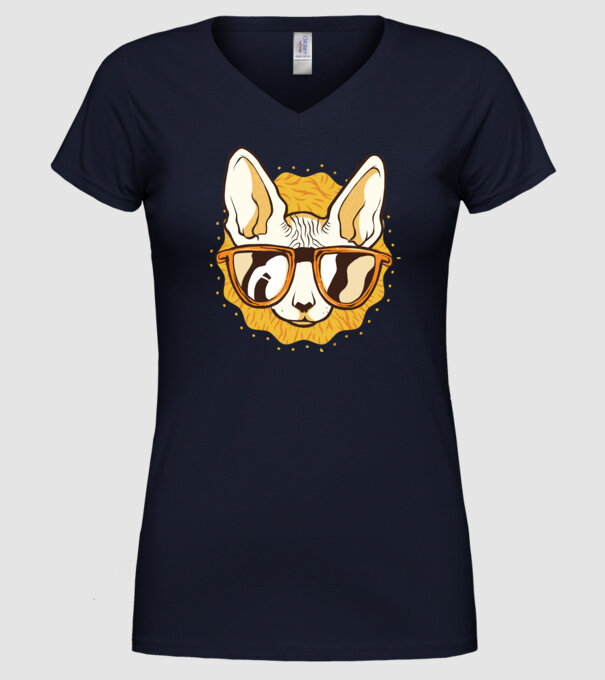 Sphynx Pisică Cool model albastru închis pe tricou