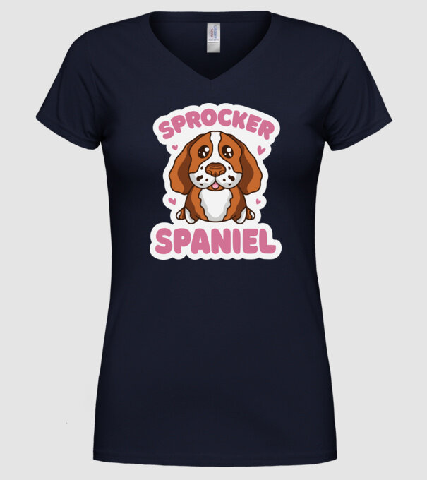 Sprocker Spaniel model albastru închis pe tricou