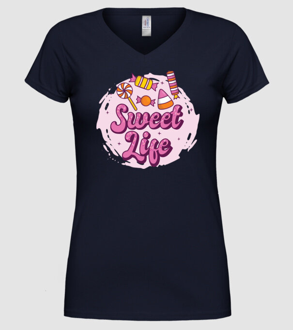 Sweet Life - Viață dulce model albastru închis pe tricou