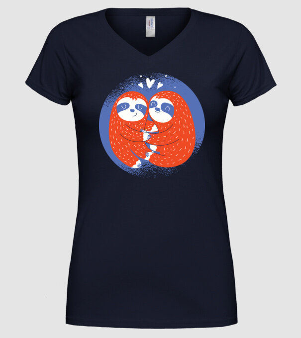 Leneși îndrăgostiți model albastru închis pe tricou