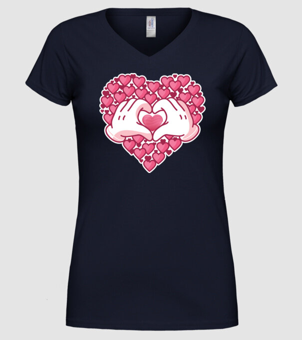 'Inimi îndrăgostite pentru Valentine''s Day' model albastru închis pe tricou