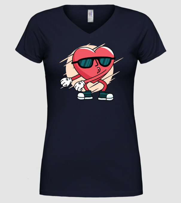 Inimă DAB Floss Heart tricou model albastru închis pe tricou
