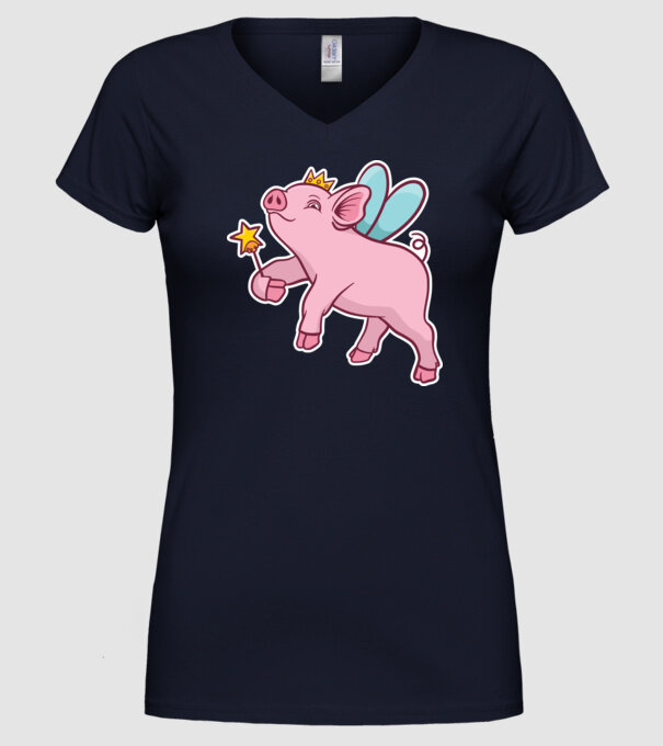 Porcușor zână model albastru închis pe tricou