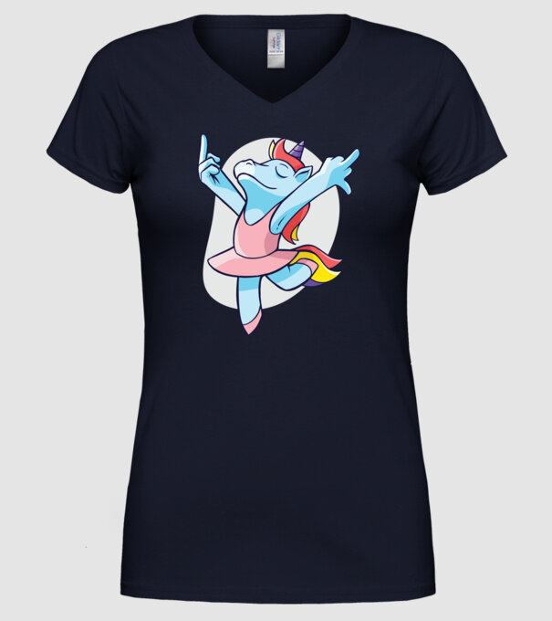 Unicorn Balet dans model albastru închis pe tricou