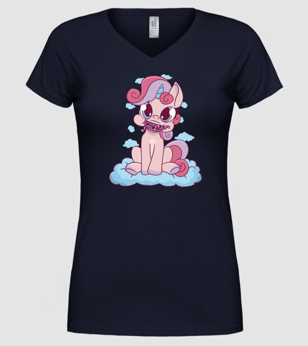 Unicorn cu bomboane model albastru închis pe tricou