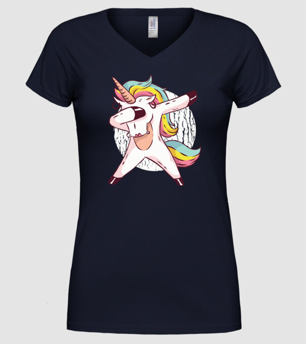 Unicorn DAB model albastru închis pe tricou
