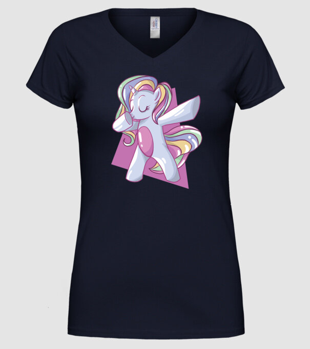 Unicorn DAB model albastru închis pe tricou